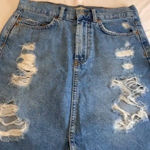 Blue ripped Jean skirt